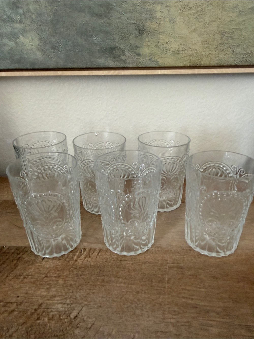 Clear Vintage Looking Embossed Glass Tumbler Set - 6 Pack